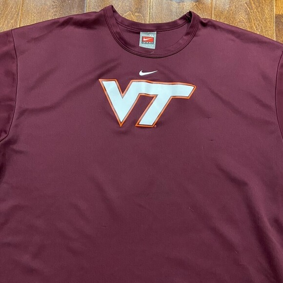 Nike Team Vintage Y2K Virginia Tech Hokies Maroon Orange Polyester Men's XL - Picture 2 of 7